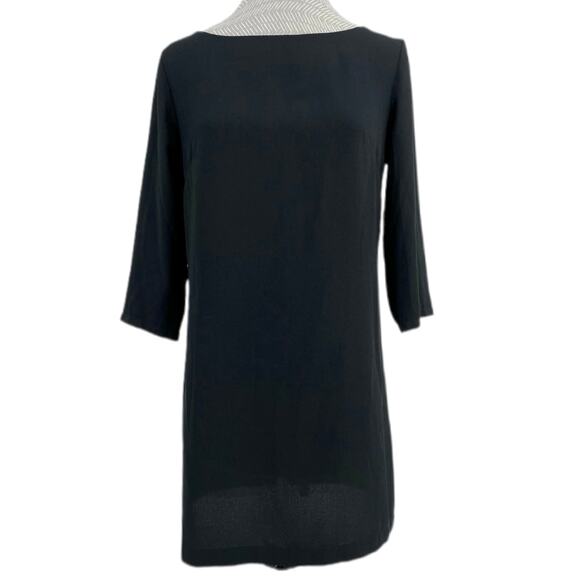 NEW Leith Little Black Dress Sleeves Keyhole Back Classic Shift Dress Unlined S - Picture 1 of 9